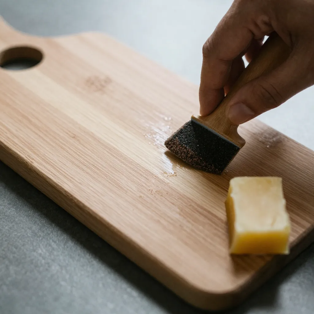 Oiling wooden cutting board